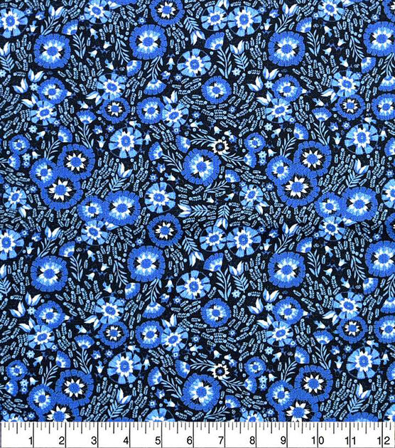 Blue Prairie Floral Quilt Cotton Fabric by Keepsake Calico