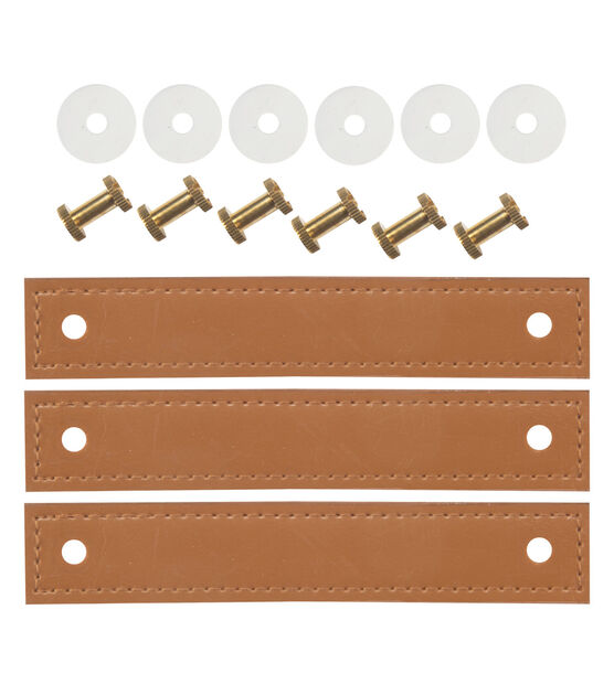 Faux Leather Handle Set, 5.5-Inch, 3 Count, Ocher Brown