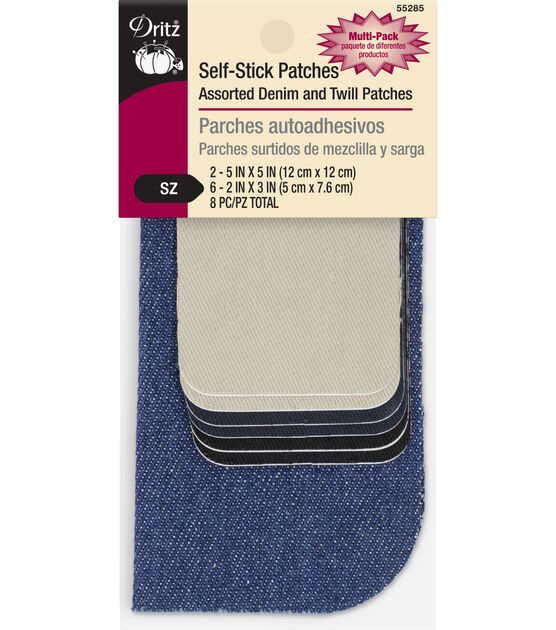 Dritz 8ct Multicolor Assorted Self Stick Denim & Twill Patches