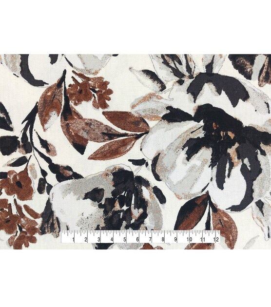 Large Floral Tan Cotton Canvas Home Decor Fabric, , hi-res, image 4