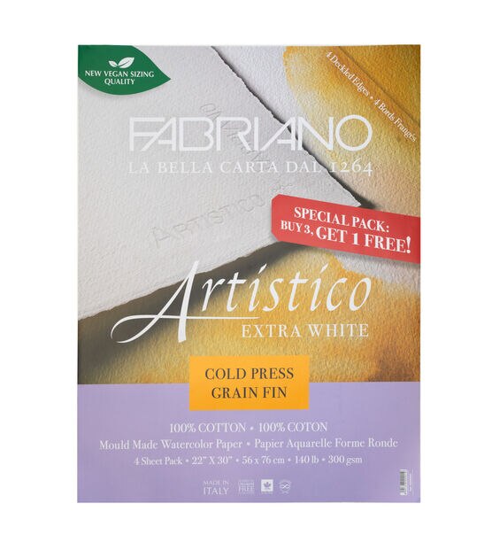 Fabriano Watercolor Paper 300 lb Cold Press 22 X 30 Extra White