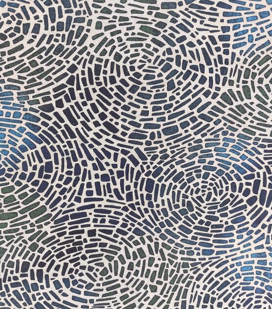 Mosaic Swirl Blue Cotton Canvas Fabric
