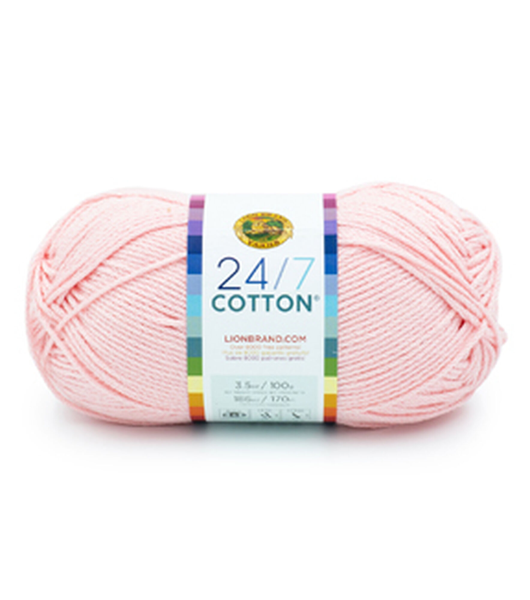 Lion Brand 24/7 Cotton 186yds Worsted Cotton Yarn, Pink Lemonade, hi-res