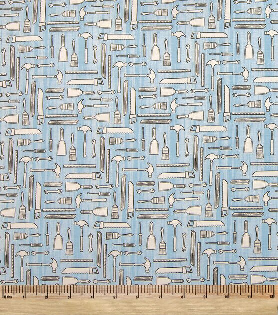 Tools On Blue Novelty Cotton Fabric, , hi-res, image 2