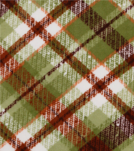 Green & Brown Plaid Anti Pill Fleece Fabric