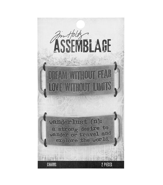 Tim Holtz Assemblage 2.5"  Metal Bands Charms 2ct