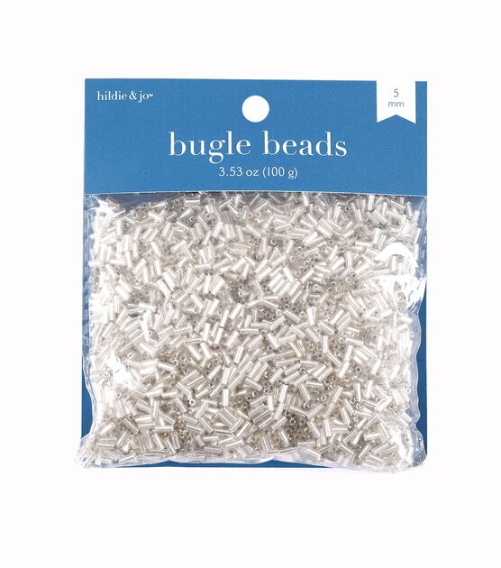 5mm Silver Glass Bugle Beads by hildie & jo