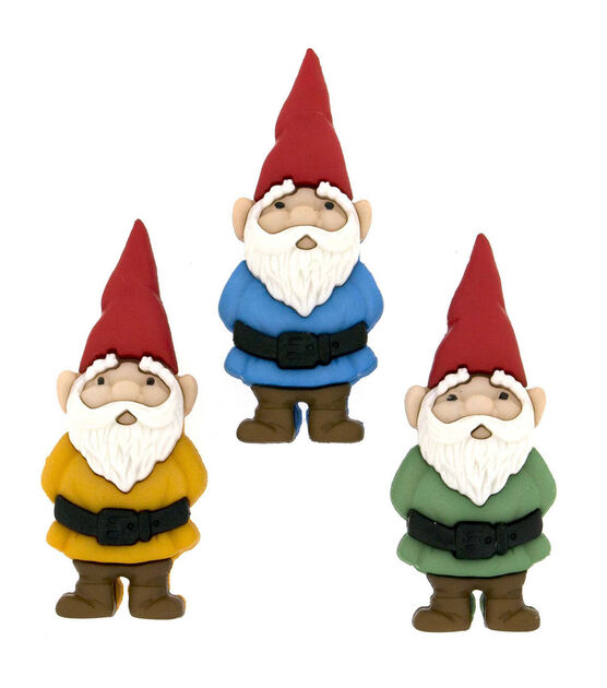 Dress It Up 3ct Plastic Garden Gnomes Novelty Buttons