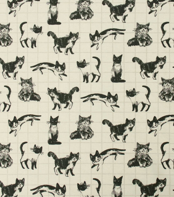 Cats on Grid Super Snuggle Flannel Fabric