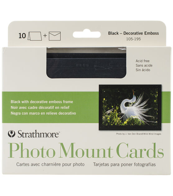 Strathmore Cards & Envelopes 10 Pkg Black with Decorative Emboss Frame