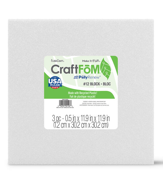 FloraCraft 12" White CraftFoM Block 3ct