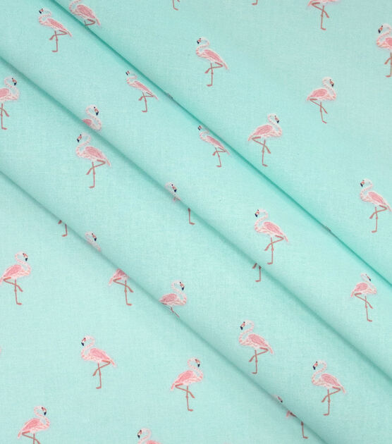 Flamingos On Teal Novelty Cotton Fabric, , hi-res, image 2