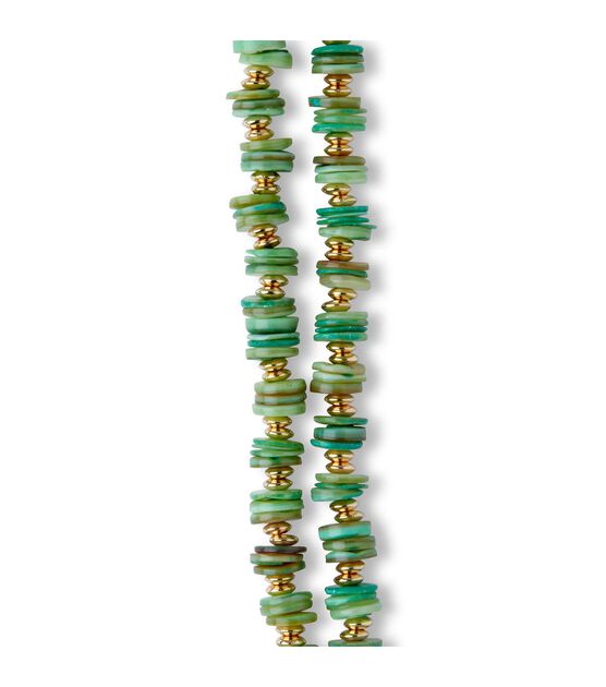 14" Green Shell Strung Beads by hildie & jo, , hi-res, image 3