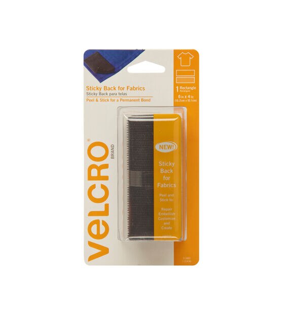 VELCRO Brand Sticky Back for Fabrics 24" x 3/4" Tape Black
