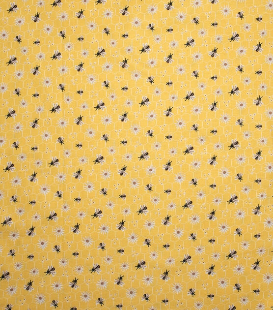 Daisies & Bees on Yellow Quilt Cotton Fabric by Keepsake Calico, , hi-res, image 2