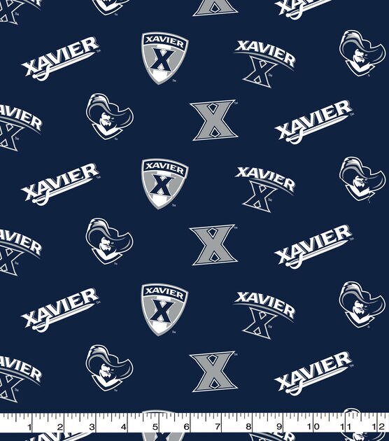 Xavier University Musketeers Cotton Fabric All Over Logo, , hi-res, image 2