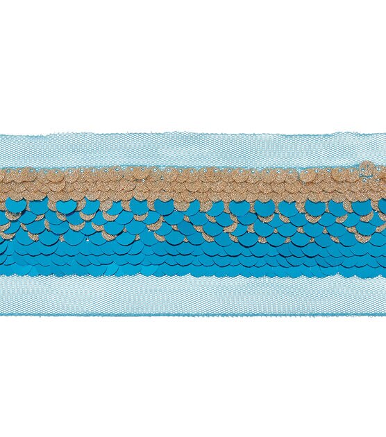 Yaya Han Sew on Mermaid Sequin Trim 2.75'' Blue, , hi-res, image 2