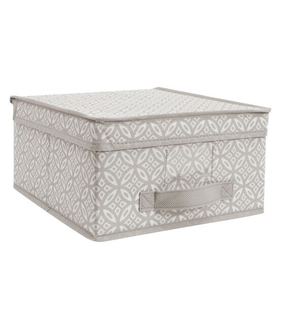 Simplify 11" x 6" Gray Boho Storage Box With Handle