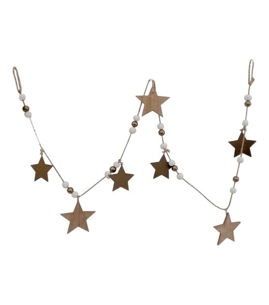 72" Christmas Wood & Metal Star Garland by Place & Time