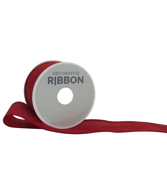 Decorative Ribbon 1.5" Solid Linen Ribbon Red