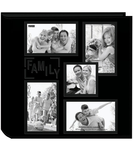 Pioneer 5 Up Collage Frame Sewn Embossed Photo Album 12.5"X13" Black