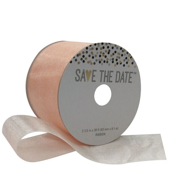 Save the Date 2.5" X 30' Peach Sheer Ribbon