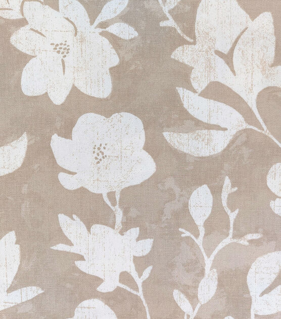 Elegant Posy Neutral Cotton Canvas Fabric