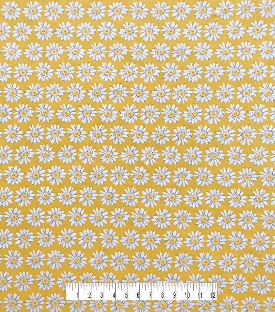 Yellow Daisy Jersey Knit Fabric, , hi-res, image 5