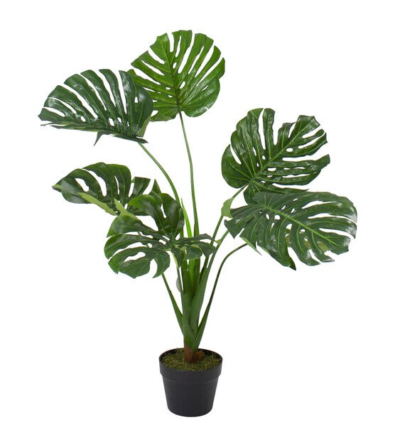 Northlight 35" Potted Green Wide Leaf Monstera Artificial Floor Plant