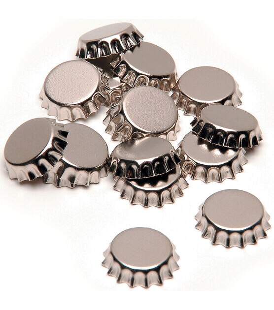 hildie & jo Mini Bottle Caps 1/2" 15 Pkg Chrome