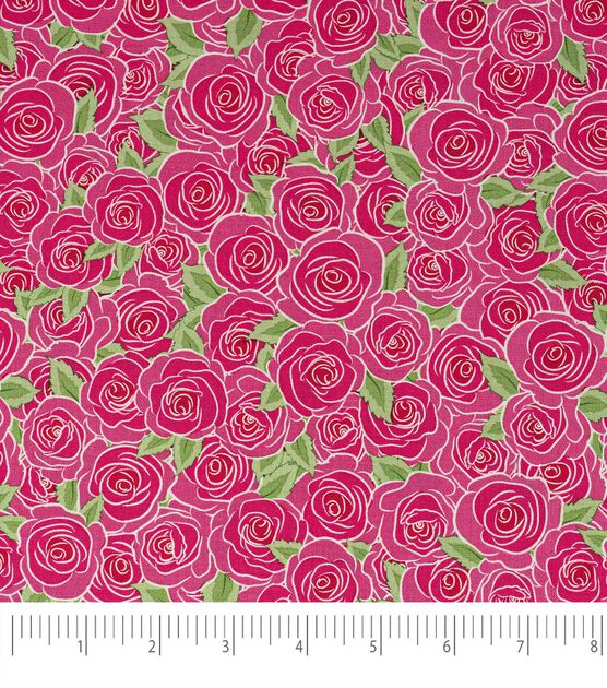 Singer Packed Pink Roses Quilt Cotton Fabric