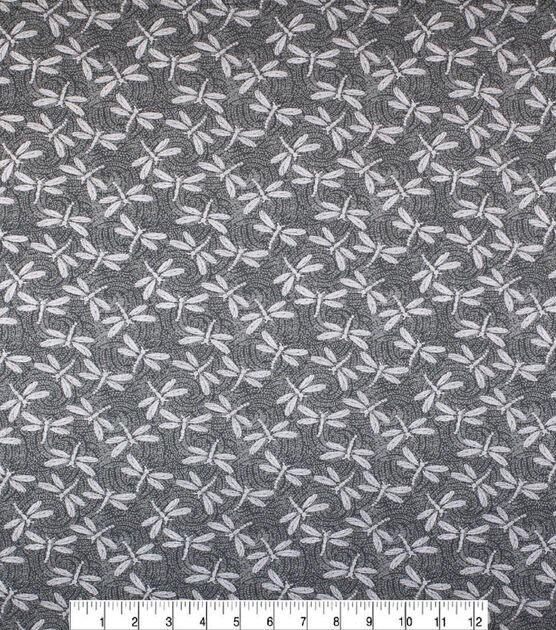 Gray Dragonflies Quilt Cotton Fabric by Keepsake Calico, , hi-res, image 2