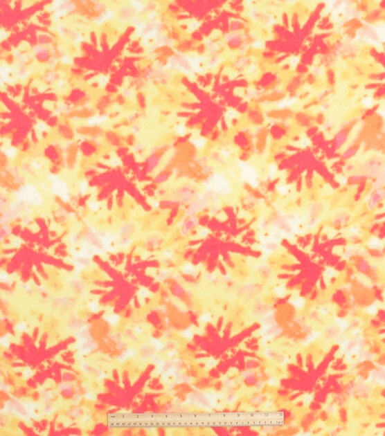 Orange & Yellow Tie Dye Anti Pill Fleece Fabric, , hi-res, image 2