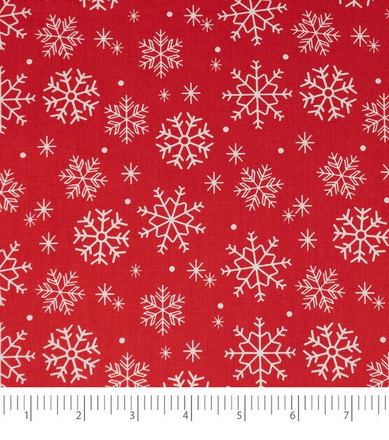 Singer Snowflakes on Red Christmas Cotton Fabric