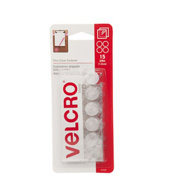 VELCRO Brand  Thin Clear Fasteners 5/8in circles 15 ct.