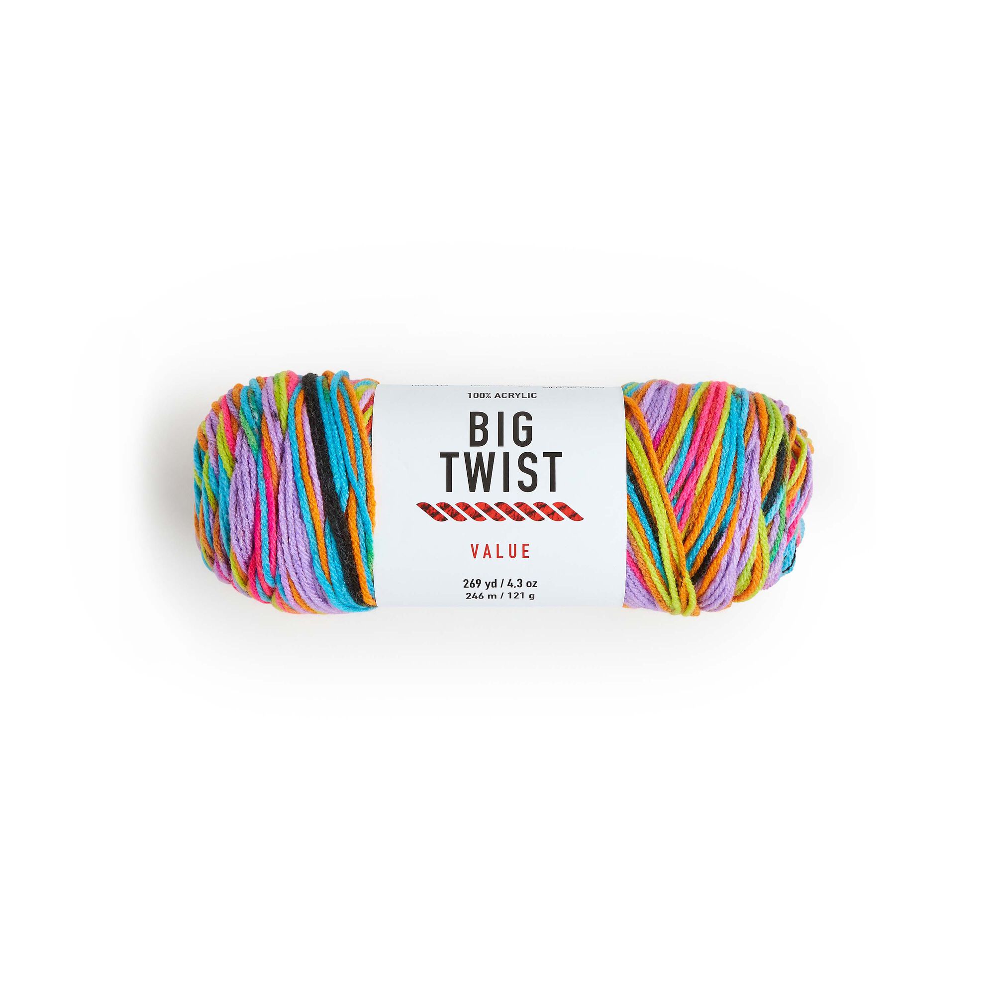 Value Print 269yds Worsted Acrylic Yarn by Big Twist, Rainbow Bright, hi-res