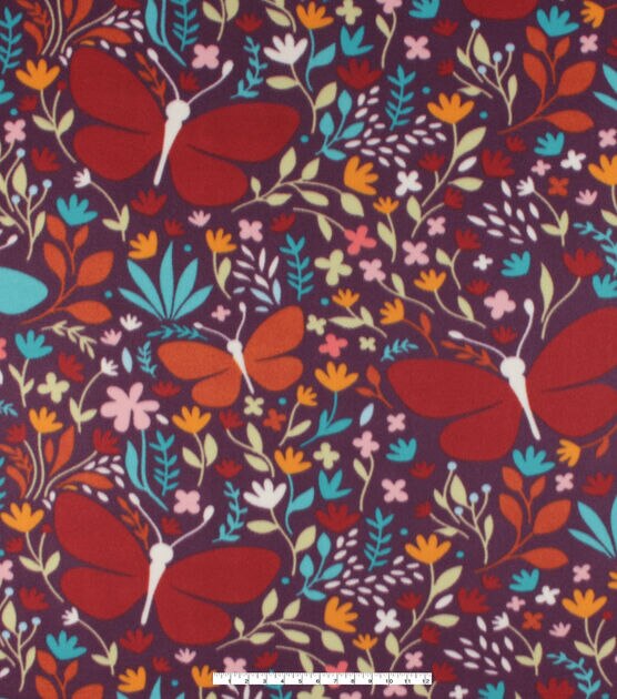 Fall Graphic Butterfly Blizzard Prints Fleece Fabric, , hi-res, image 4