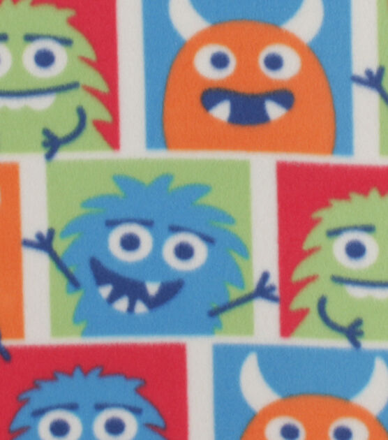 Grid Monsters Blizzard Prints Fleece Fabric