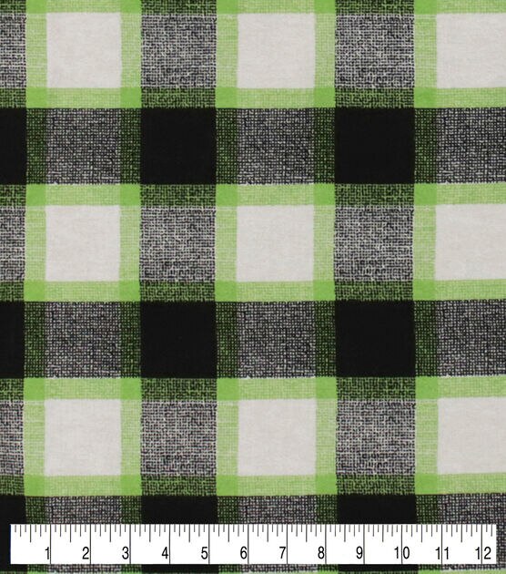 Green Black Textured Check Super Snuggle Flannel Fabric, , hi-res, image 3