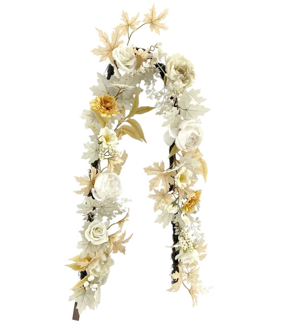 72" Fall White Rose & Peony Garland by Bloom Room