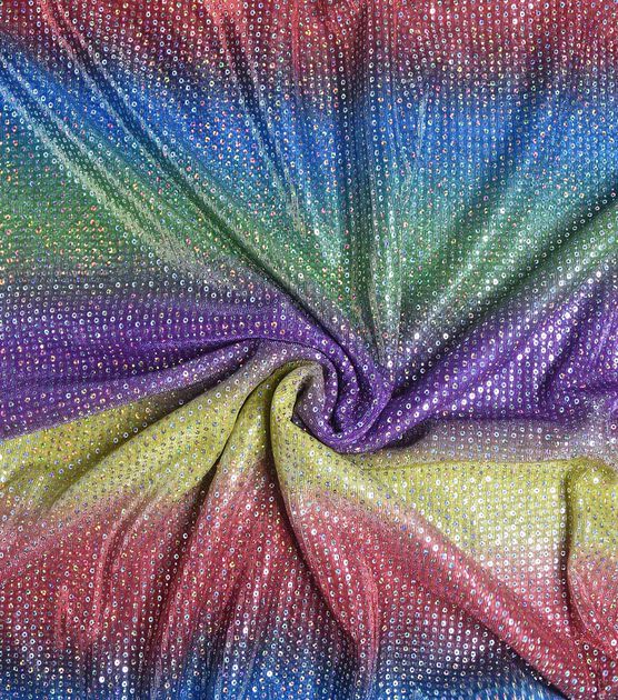Rainbow Mesh With Sequin Ducco Dot Apparel Fabric, , hi-res, image 1