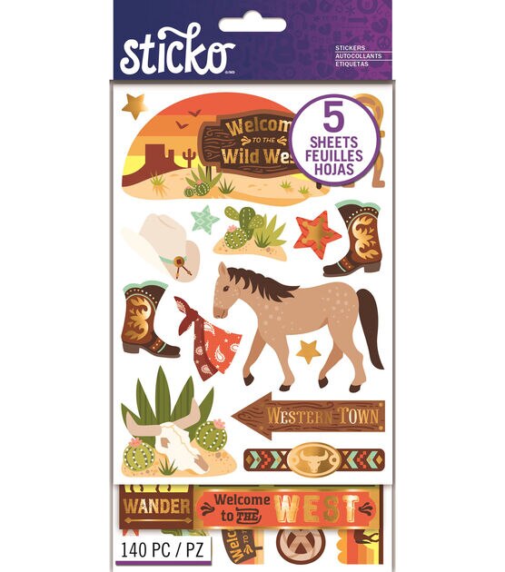 Sticko 140 Pack Flip Stickers Western