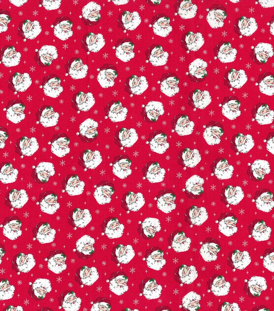 Fabric Traditions Santas Snowflakes Red Christmas Glitter Cotton Fabric, , hi-res, image 1