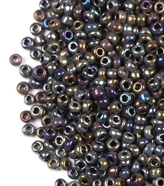 4mm Carnival Black Aurora Borealis Round Glass Seed Beads by hildie & jo, , hi-res, image 2