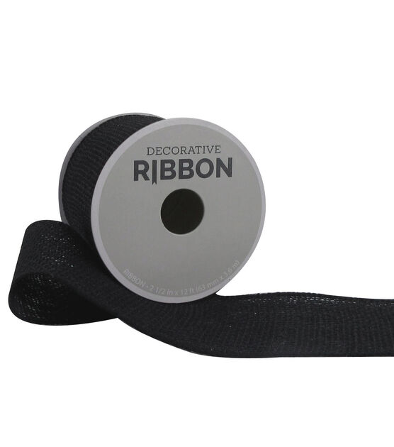 Decorative Ribbon 2.5" Solid Burlap Ribbon Black