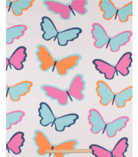 48" Wide Butterfly Teal & Pink No Sew Fleece Blanket By Make It Give It, , hi-res, image 3
