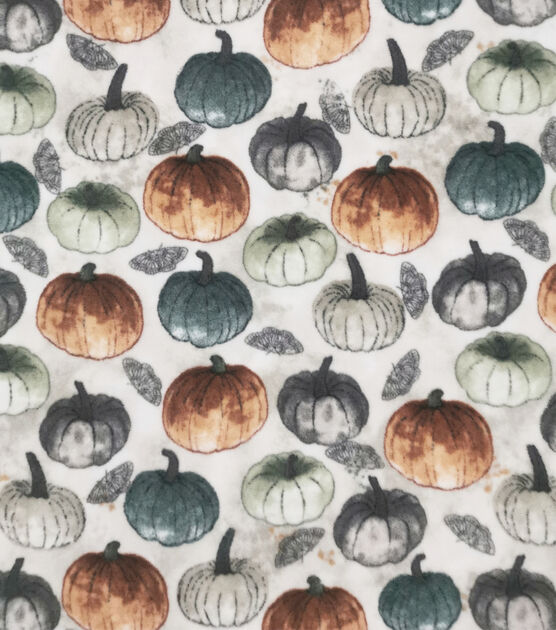 Pumpkins on White Anti Pill Fleece Fabric