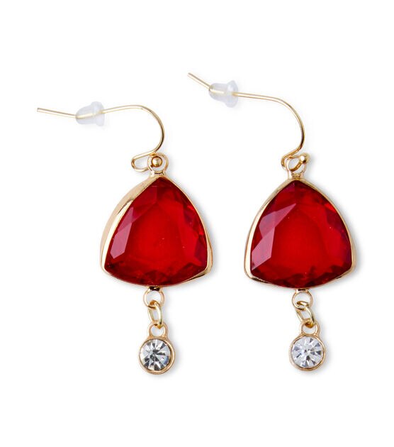 Red & Clear Triangle Crystal Earrings by hildie & jo, , hi-res, image 2