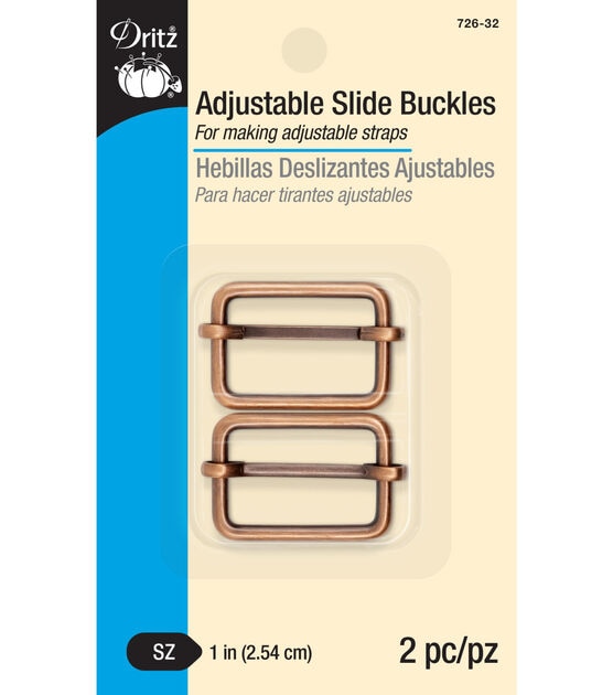 Dritz 1" Adjustable Slide Buckles, Copper, 2 pc