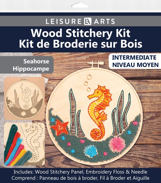 Leisure Arts 9 Hoop Sea Horse Wood Stitching Kit